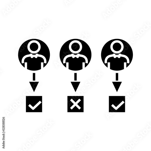 Succesful worker black icon, concept illustration, vector flat symbol, glyph sign.
