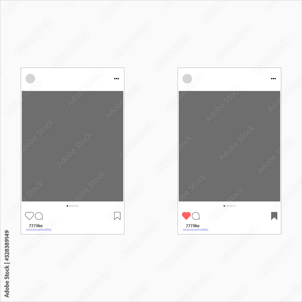 Vector illustration. Social network layout with photo space and hashtags.  Polaroid. Set of blank photo frames. Stock Vector | Adobe Stock