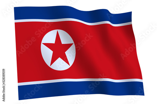 North Korea Flag waving