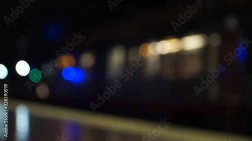 San Francisco, USA - August 2019: Defocused view of a metro leaving the station