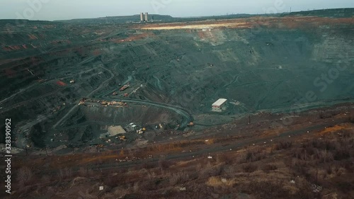 Wallpaper Mural Aerial view of the Iron ore mining, Panorama of an open-cast mine extracting iron ore, preparing for blasting in a quarry mining iron ore, Explosive works on open pit Torontodigital.ca