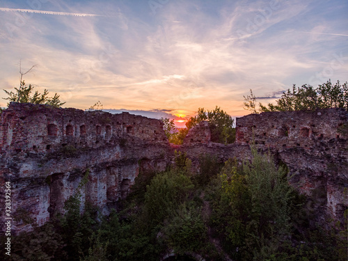 Herburt castle, Dobroml, Ukraine. Drone shot