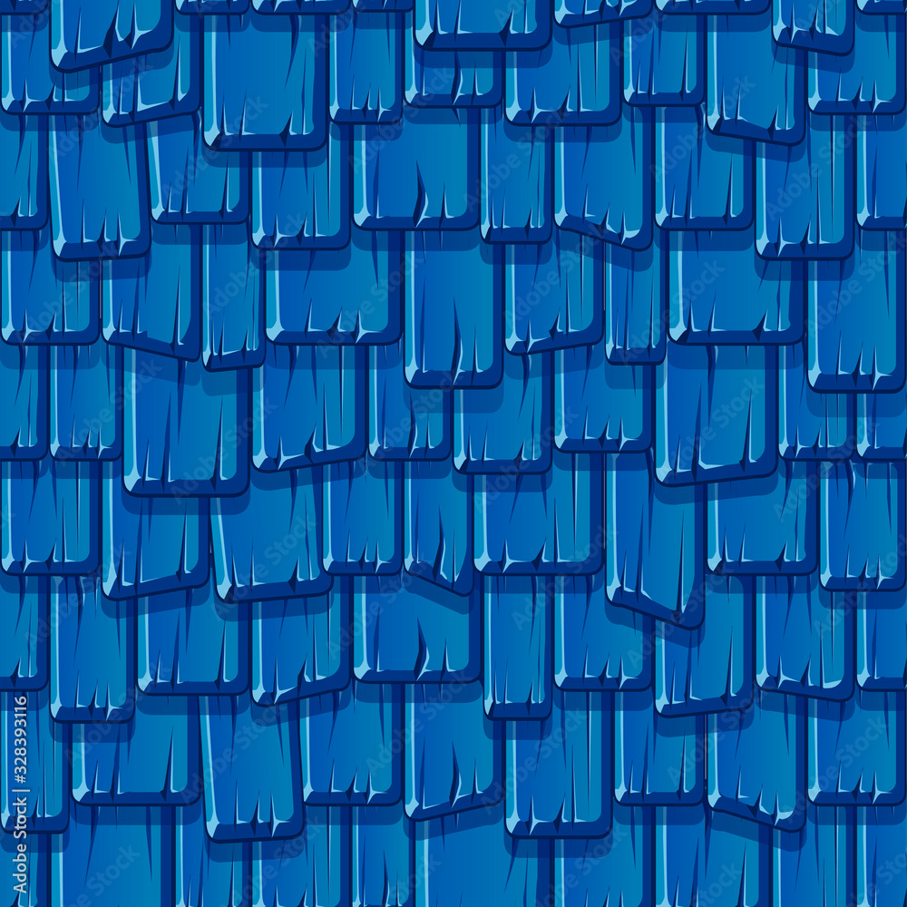 Fototapeta premium Seamless pattern of the old wooden blue roof.