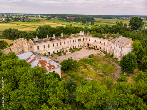Klevan Castle, Ukraine. Drone shot
