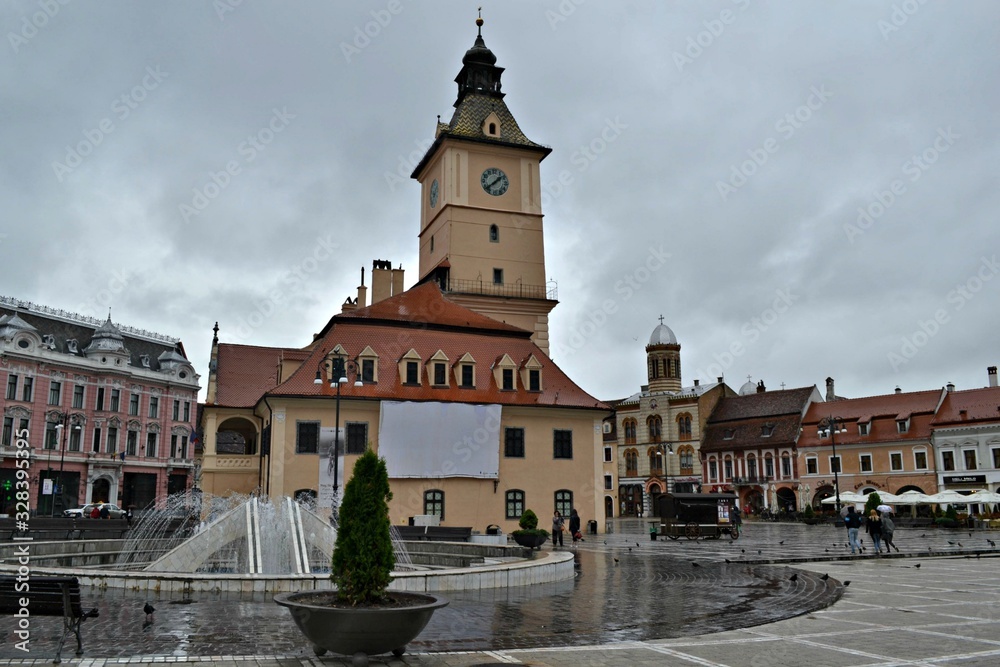 Obraz premium Old town squere market in Brasov, Romania