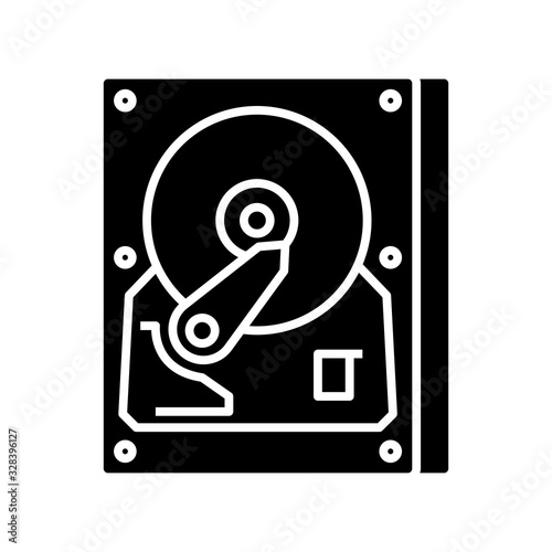 Rigid disc black icon, concept illustration, vector flat symbol, glyph sign.