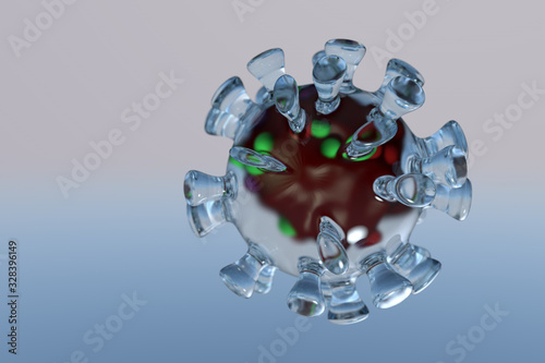 transparent virus inside with a blood cell