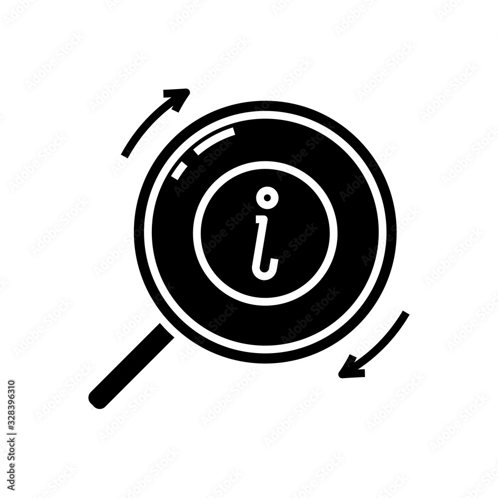 Searching black icon, concept illustration, vector flat symbol, glyph sign. Searching black icon, concept illustration, vector flat symbol, glyph sign.