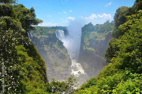 Victoria Falls on Zambezi River  view from Zimbabwe  Africa