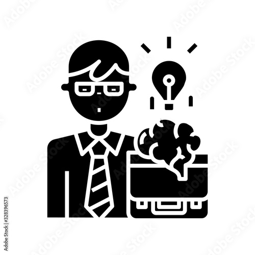 Sudden idea black icon, concept illustration, vector flat symbol, glyph sign.