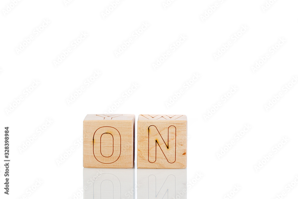 Wooden cubes with letters on on a white background Wooden cubes with letters on on a white background
