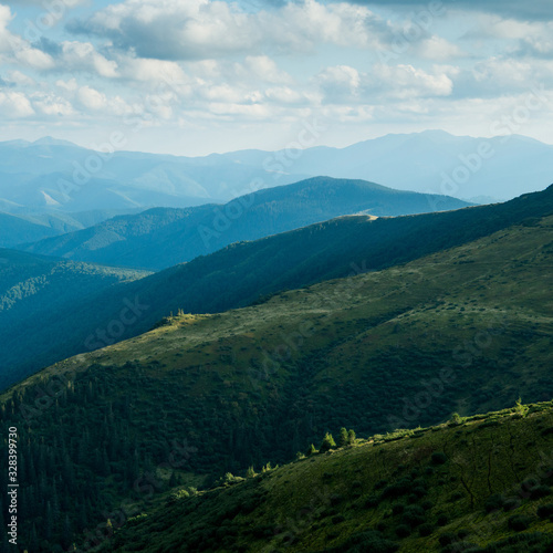 Fototapeta Naklejka Na Ścianę i Meble -  Scenic landscape with green mountains of the Carpathians
