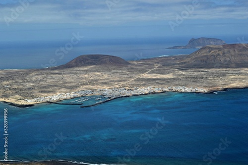 beautiful aerial view of the island of Lanzarote