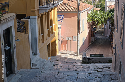 Fototapeta Naklejka Na Ścianę i Meble -  Famous places in Athens - capital of Greece. Plaka - the old historical neighborhood of Athens  around the ruins of Ancient Roman Agora of Athens