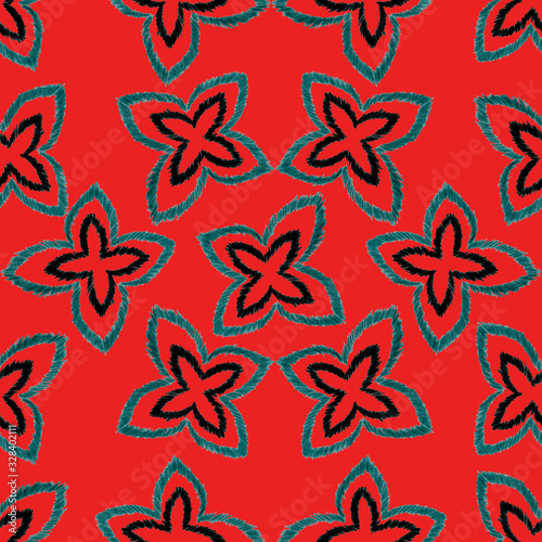 Creative seamless pattern with hand drawn ikat stars. Ethnic boho seamless pa...