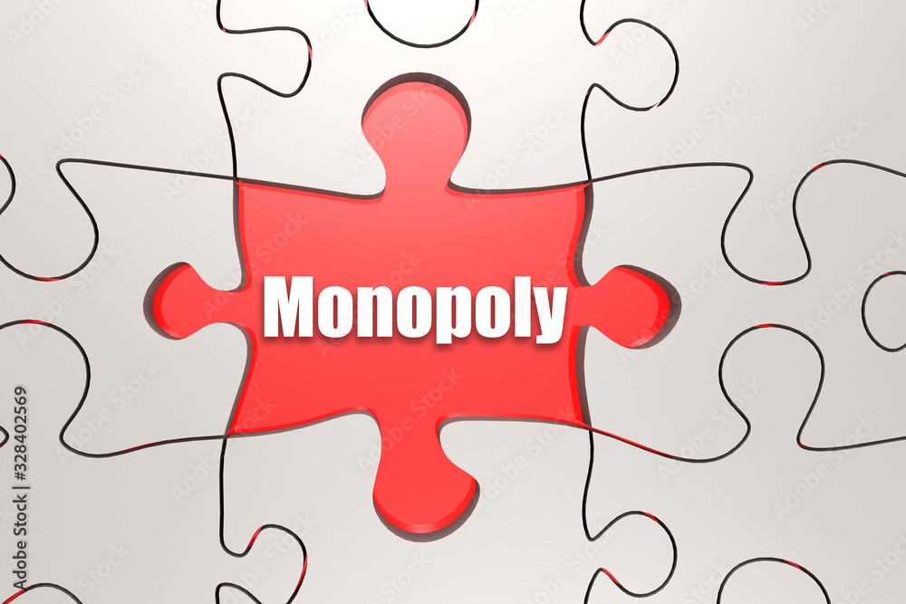 Fototapeta premium Monopoly word on jigsaw puzzle