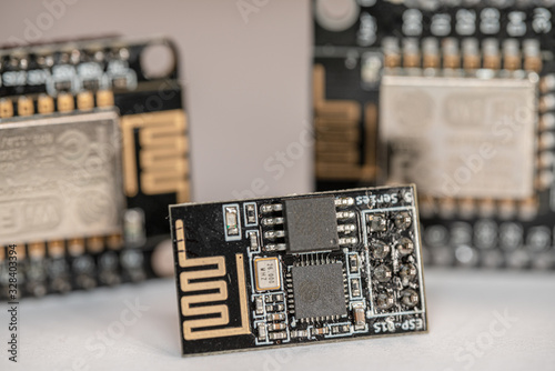 Multiple ESP8266 NodeMCU modules which are microcontroller boards used for IoT project or stem education