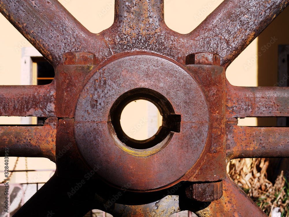 old rusty gears on a black background