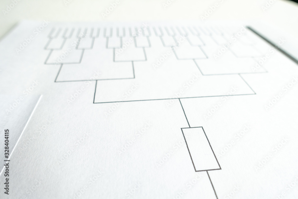 Fototapeta premium Blank sprots bracket grid on white paper and close focus