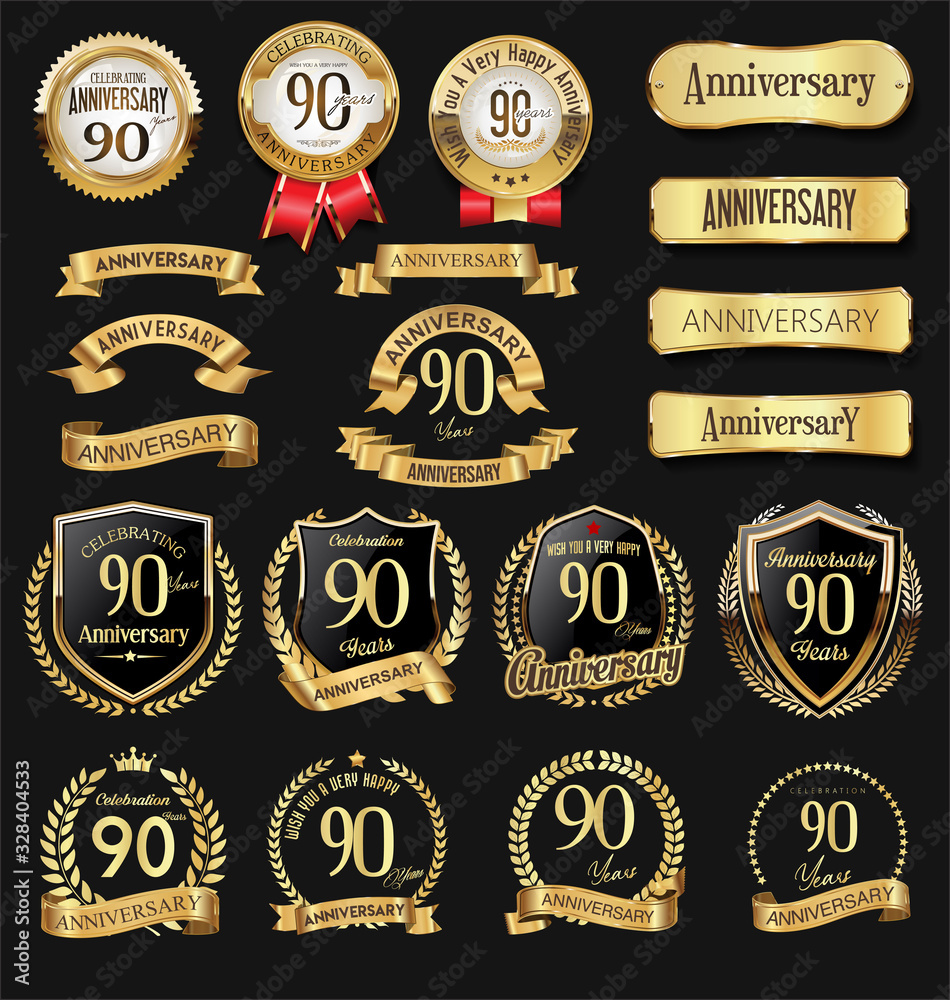 Collection of anniversary golden logotype celebration emblem 