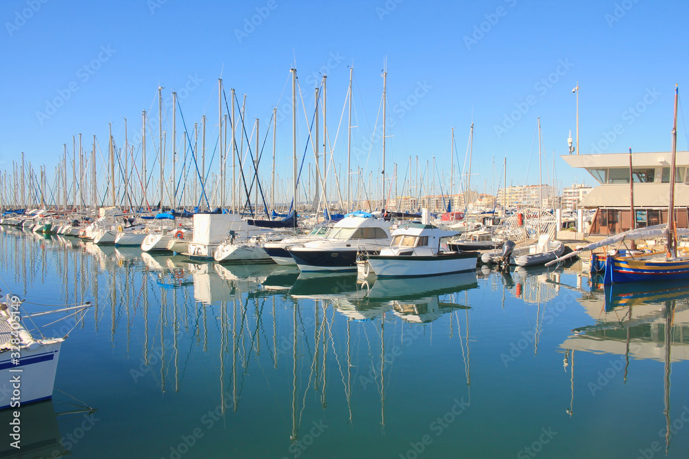 Marina of Palavas les flots, a seaside resort of the Languedoc coast, France