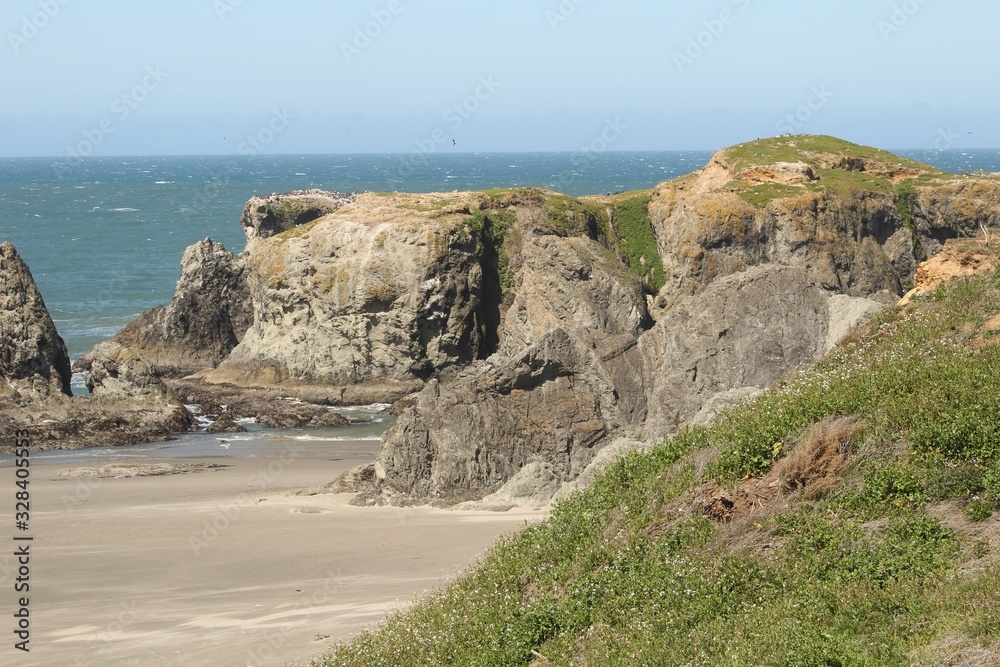 coastal beach with rocks