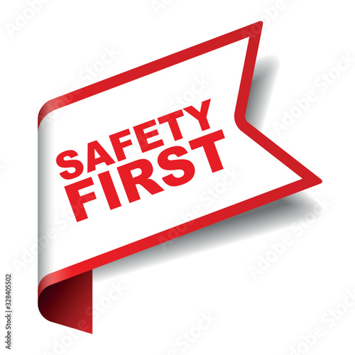 red vector banner safety first
