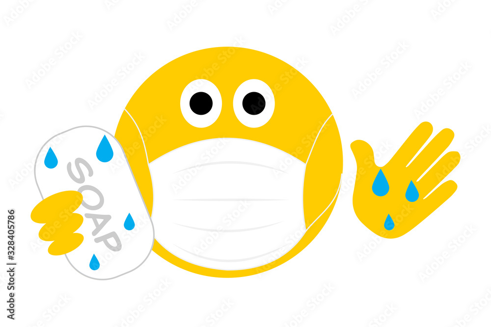 emoji washing hands with soap wearing face mask cool to prevent the
