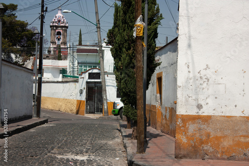 Mexico City in the magical rustic town Crossroads on cobblestone street