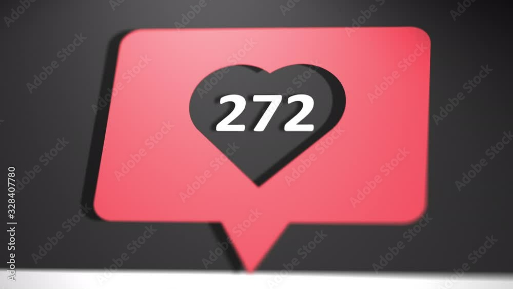 Social media counter heart likes likes over time followers network animation