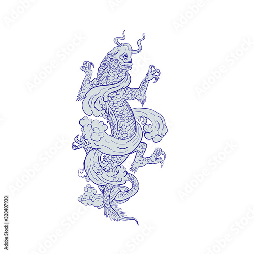 Koi Carp Transforming Into Dragon Tattoo Drawing