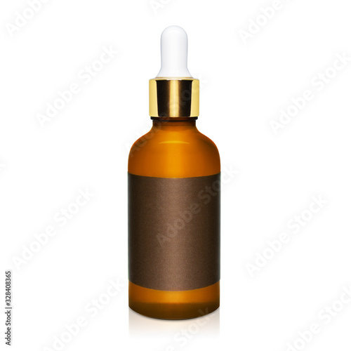 brown old medicine bottle isolated on white background