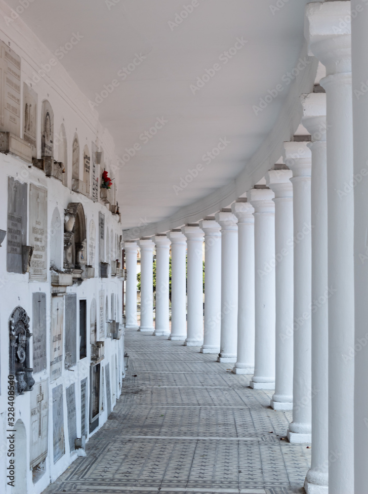 Obraz premium Ancient Columbariums in oval form of Central Cemetery located in downton bogota city. This Cemetery was builted in 1836 and is a National Monument of Colombia