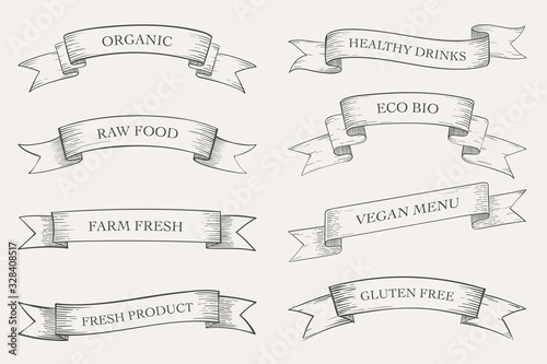 Organic food , Eco products banner collection.