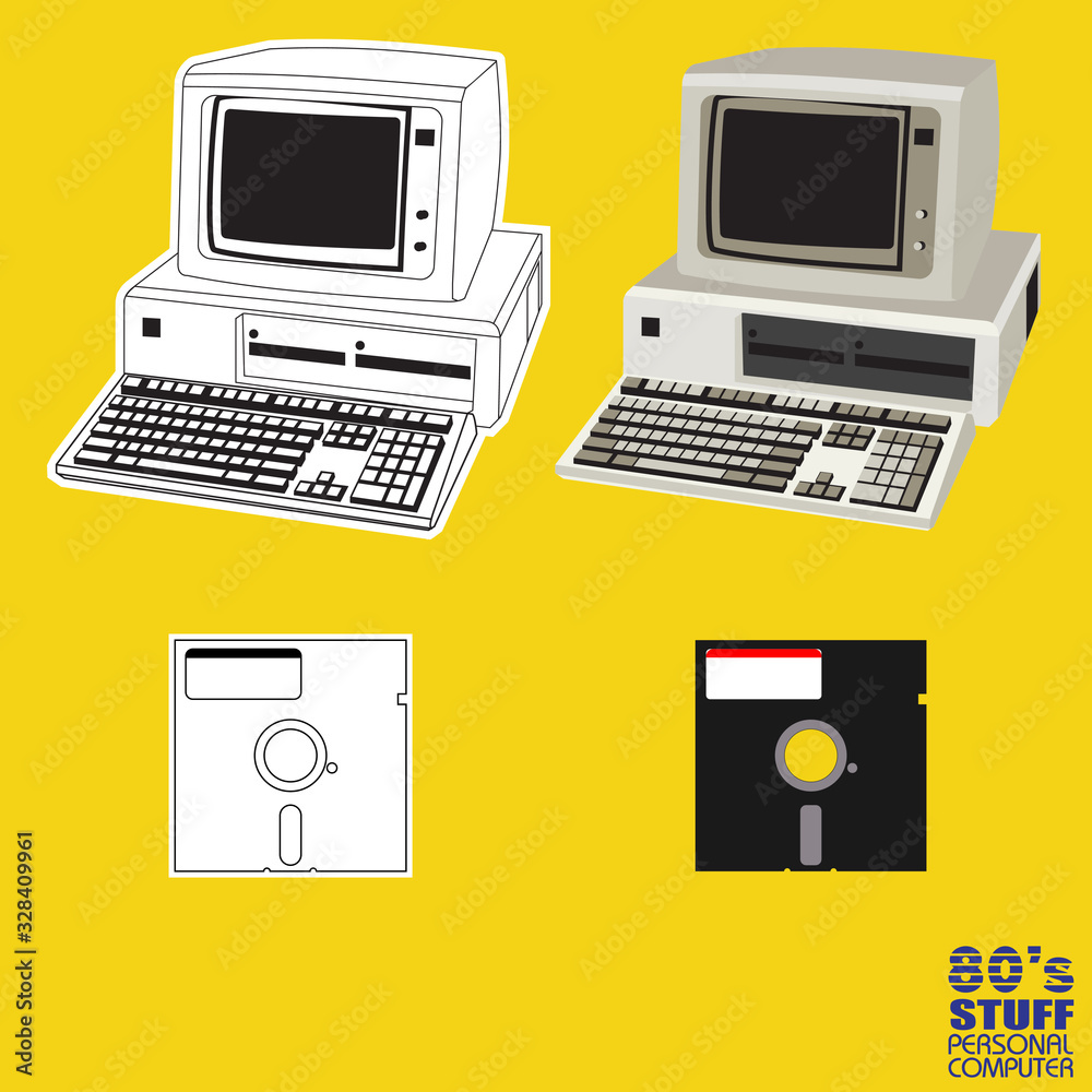 80s personal computer vector for design elements 80s personal computer vector for design elements