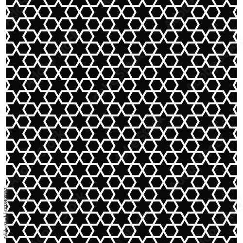 Black and white seamless pattern. Abstract geometric pattern in arabic style. Simple vector seamless design for background, paper, textile, wallpaper. Traditional ornament. EPS10