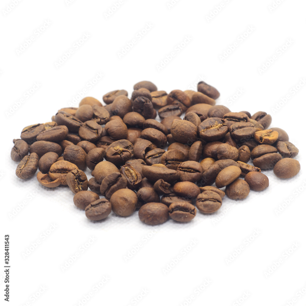 Roasted Coffee beans isolated on white background. Roasted Coffee beans isolated on white background.