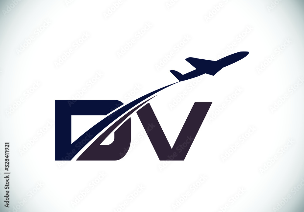 Initial Letter D and V with Aviation Logo Design, Air, Airline, Airplane and Travel Logo template. Initial Letter D and V with Aviation Logo Design, Air, Airline, Airplane and Travel Logo template.