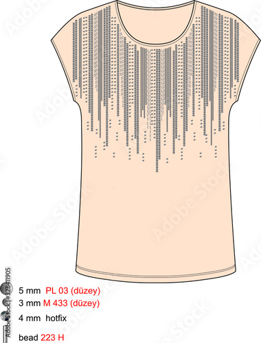 embroidered cap sleeve top. Fashion Flat Sketch Template