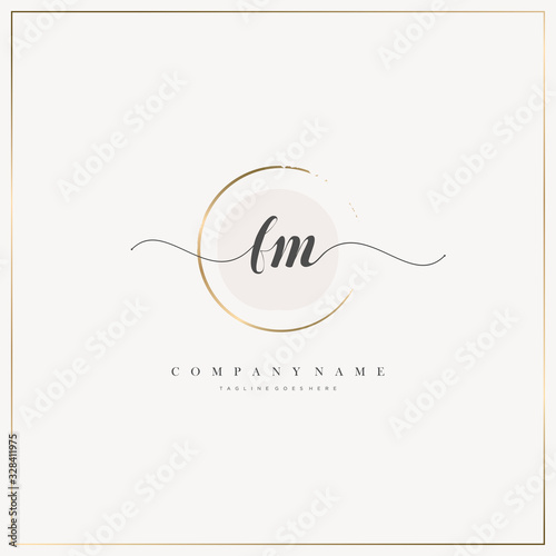 FM Initial Letter handwriting logo hand drawn template vector, logo for beauty, cosmetics, wedding, fashion and business