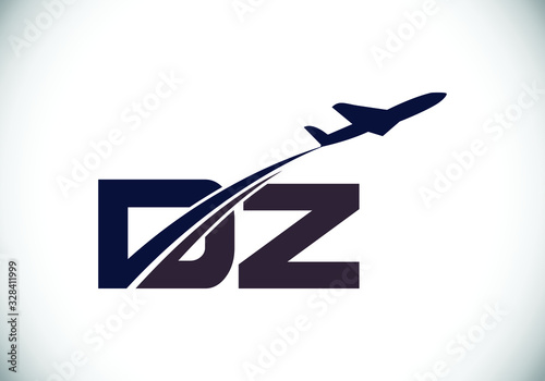 Initial Letter D and Z with Aviation Logo Design, Air, Airline, Airplane and Travel Logo template.