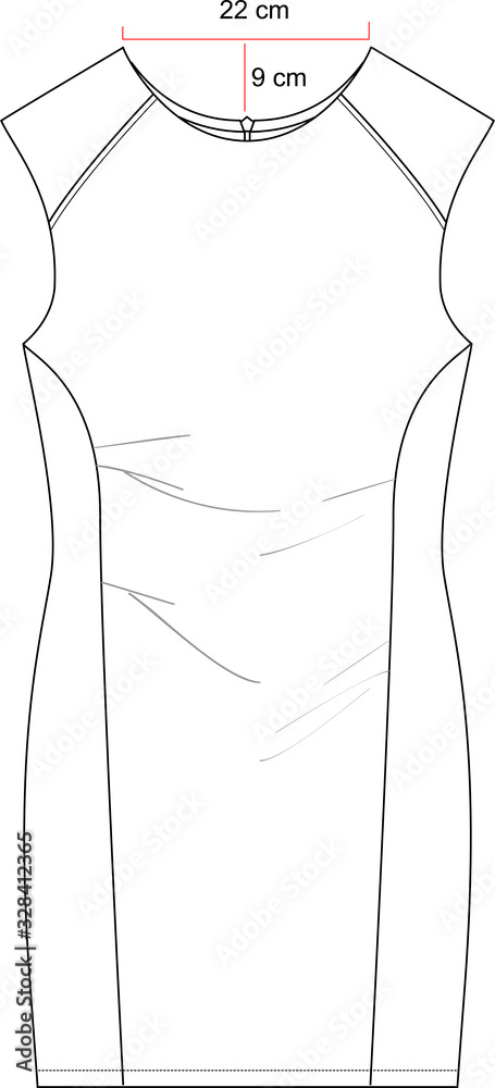 Dress Fashion Flat Sketch, Apparel Template Dress Fashion Flat Sketch, Apparel Template