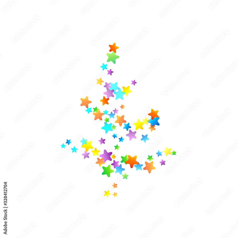 Fototapeta premium Rainbow Festive Confetti. Carnival Star Falling.