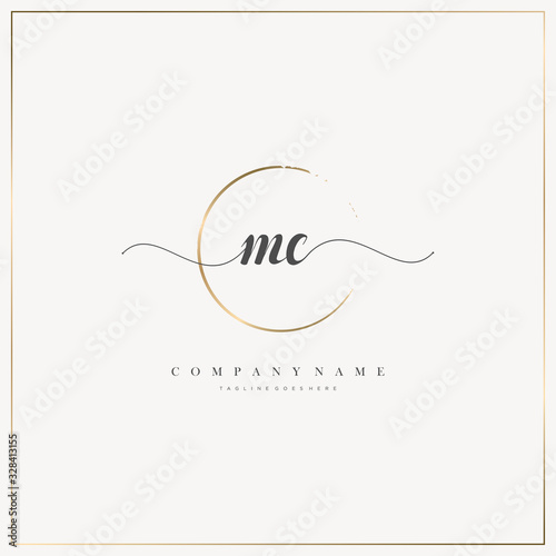 MC Initial Letter handwriting logo hand drawn template vector, logo for beauty, cosmetics, wedding, fashion and business