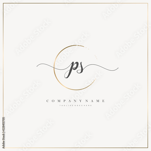 PS Initial Letter handwriting logo hand drawn template vector, logo for beauty, cosmetics, wedding, fashion and business