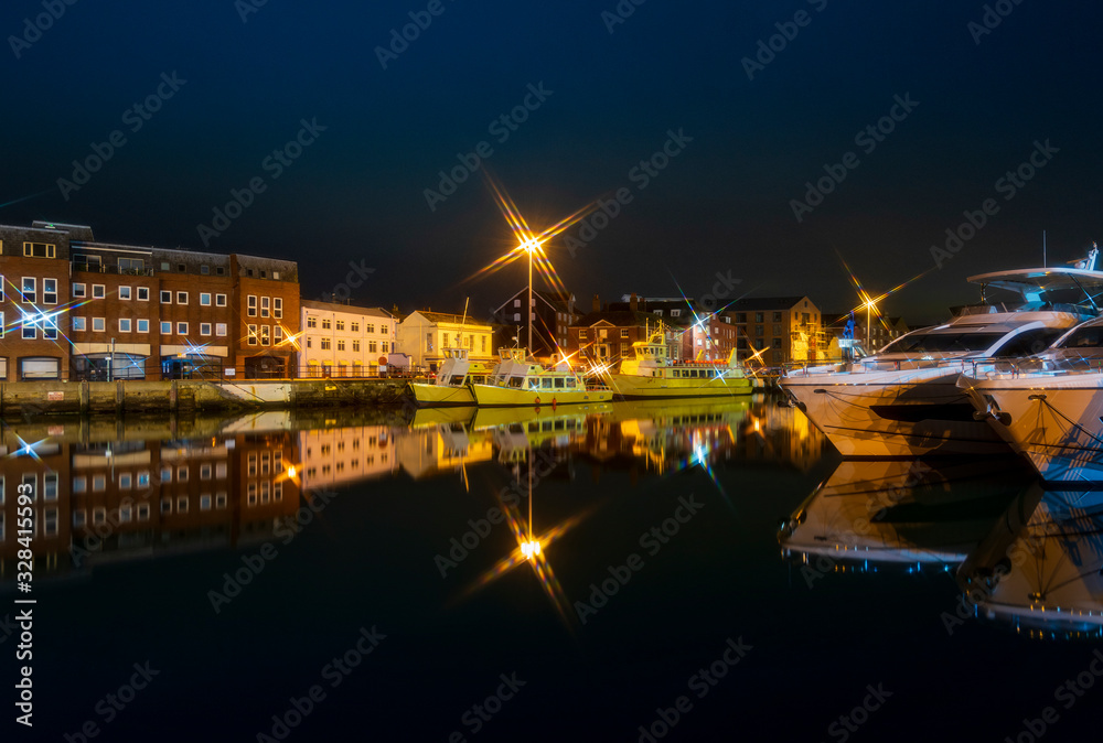 Poole Quay lights and calm waters