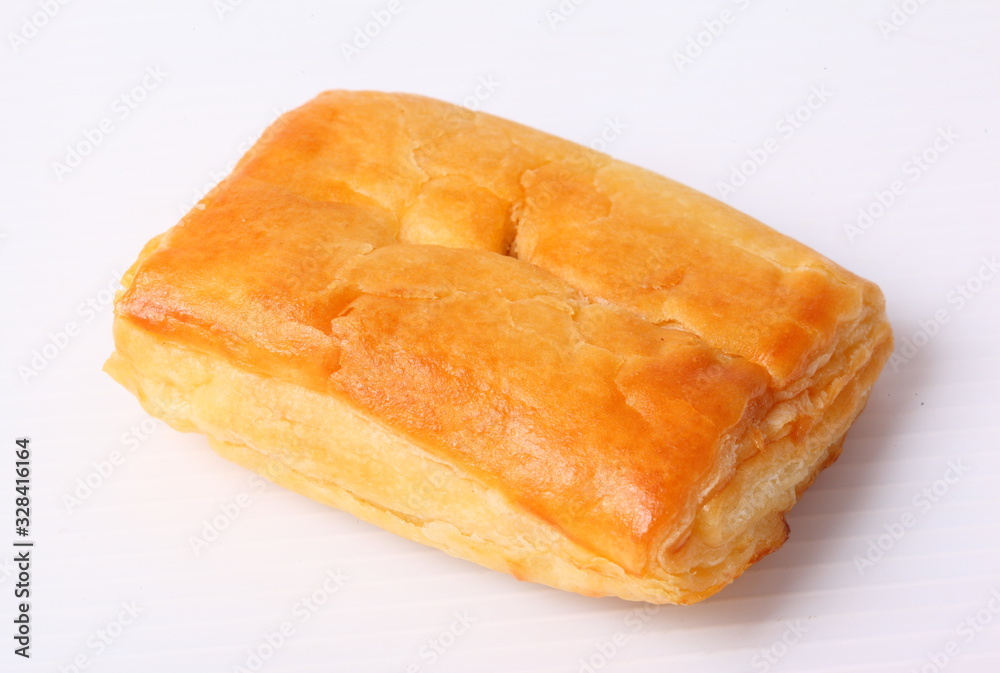 Close up puff pastry on a white background Close up puff pastry on a white background