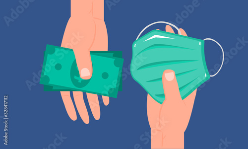 Graphic illustration about Purchase coloured surgical mask for dust protection, Prevent virus. Flat design