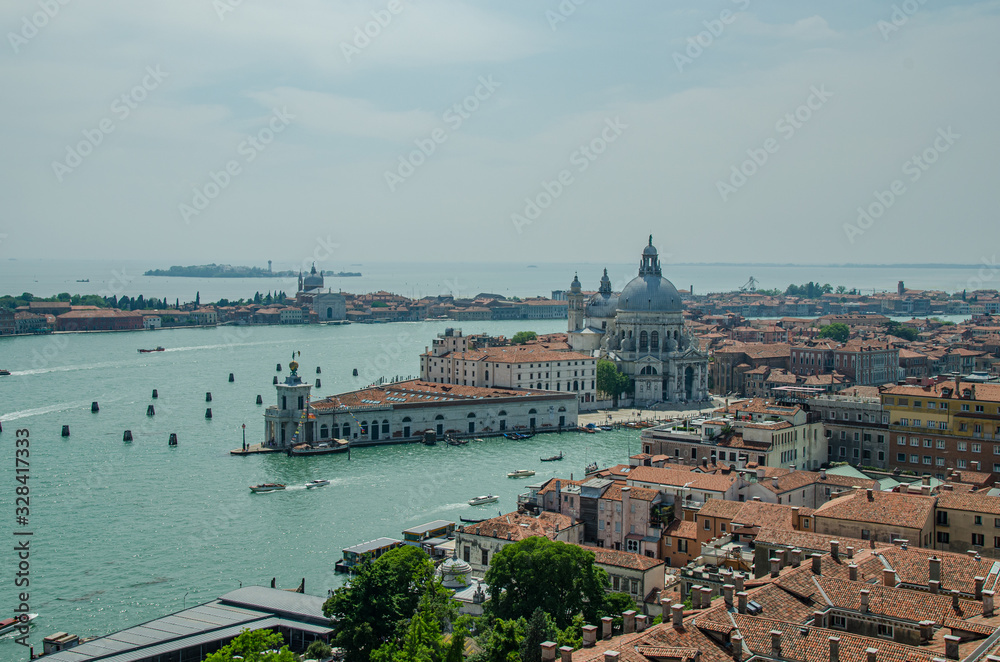 Beautiful view of Venice with Saint Mark's Square from San Marco Companile in Venice Italy