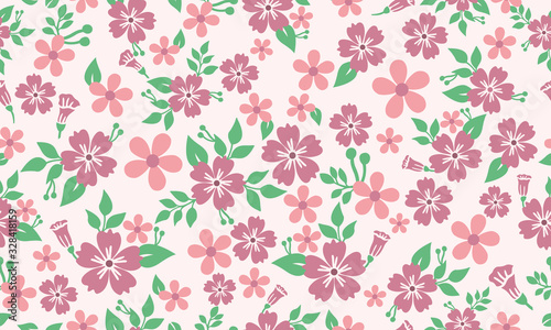 Template design for Botanical leaf, with beautiful flower pattern background design.